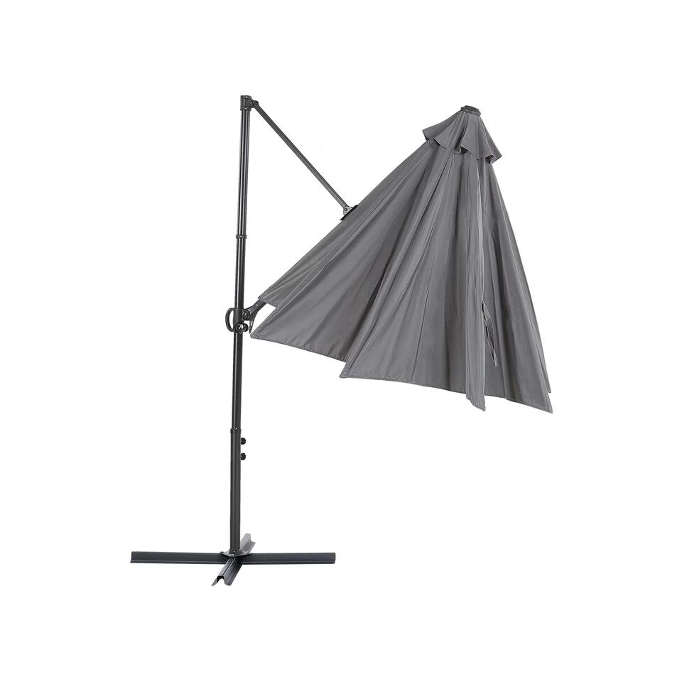 Beliani Cantilever Parasol SAVONA II - Grijs Polyester 6 Beliani Cantilever Parasol SAVONA II - Grijs Polyester - Afbeelding 4