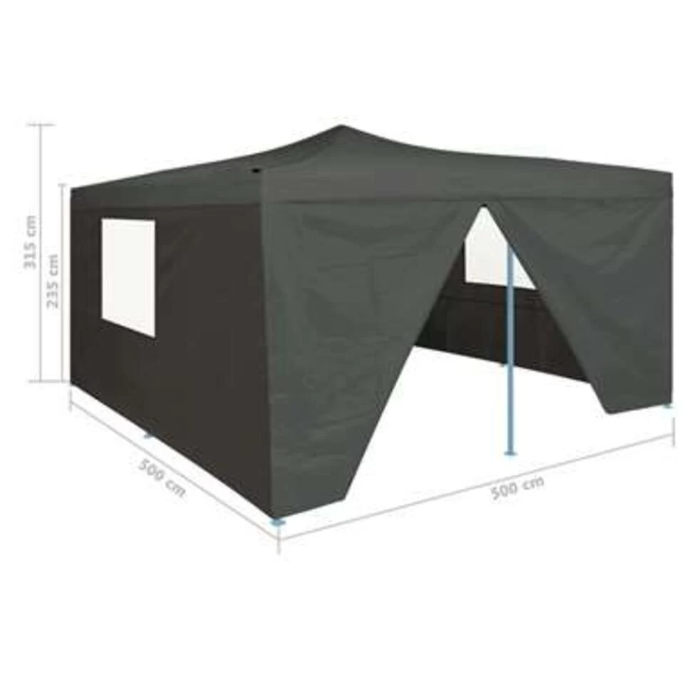 VidaXL Prieel Inklapbaar Met 4 Zijwanden 5x5 M Antraciet 5 VidaXL Prieel Inklapbaar Met 4 Zijwanden 5x5 M Antraciet - Afbeelding 3