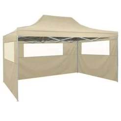 Buitenparasol Winkel 24 VidaXL Vouwtent Met 3 Wanden 3x4,5 M Crème