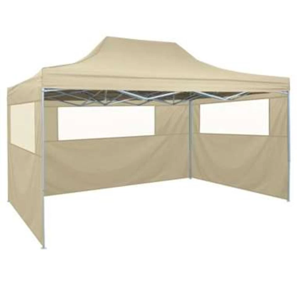 VidaXL Vouwtent Met 3 Wanden 3x4,5 M Crème 3 VidaXL Vouwtent Met 3 Wanden 3x4,5 M Crème