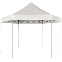 VidaXL Partytent Pop-up Zeshoekig Inklapbaar 3,6x3,1 M Crèmewit