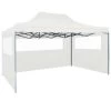 VidaXL Partytent Met 3 Zijwanden Inklapbaar 3x4 M Staal Wit -Buitenparasol Winkel 1000001135