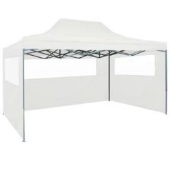 VidaXL Partytent Met 3 Zijwanden Inklapbaar 3x4 M Staal Wit