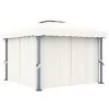 VidaXL Prieel Met Gordijn 3x3 M Aluminium Crèmewit -Buitenparasol Winkel 1000001208