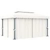 VidaXL Prieel Met Gordijn 4x3 M Aluminium Crèmewit 1 VidaXL Prieel Met Gordijn 4x3 M Aluminium Crèmewit -Buitenparasol Winkel 1000001256