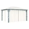 VidaXL Prieel Met Gordijn 400x300 Cm Aluminium Crème -Buitenparasol Winkel 1000001310
