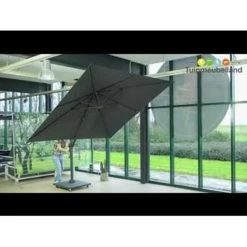 Garden Impressions Zweefparasol Hawaii 300x300 - Wit - Zwart -Buitenparasol Winkel 1000003905 0103