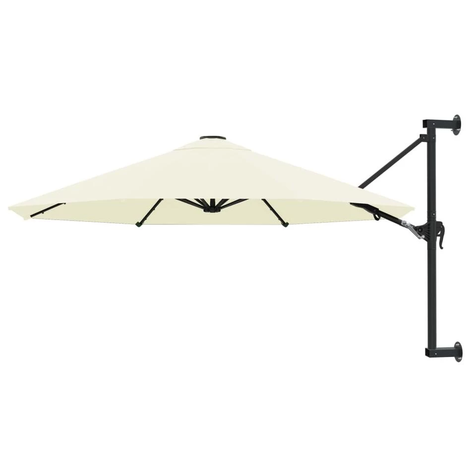 VidaXL Wandparasol Met Metalen Paal 300 Cm Zandkleurig 3 VidaXL Wandparasol Met Metalen Paal 300 Cm Zandkleurig