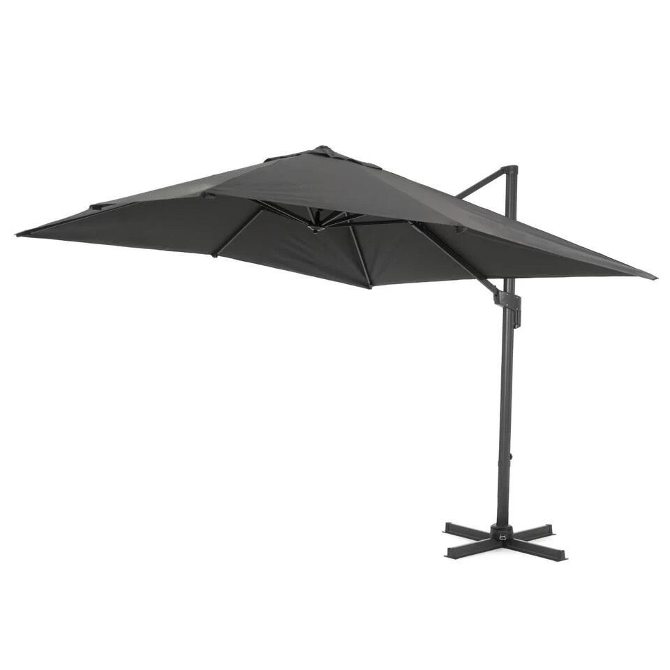 ACAZA Kantelbare Zweefparasol 300x300 Cm - Donker Grijs 4 ACAZA Kantelbare Zweefparasol 300x300 Cm - Donker Grijs - Afbeelding 2