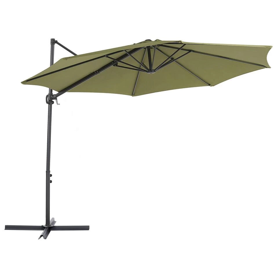 Beliani Cantilever Parasol SAVONA II - Groen Polyester 3 Beliani Cantilever Parasol SAVONA II - Groen Polyester