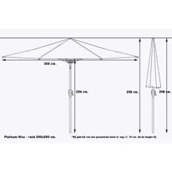 Platinum Riva Stokparasol 2.5x2.5 - Antraciet Met Voet En Hoes -Buitenparasol Winkel 1000073267 0103