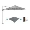 Platinum Voyager Ronde Zweefparasol T1 3 M. - Light Grey + Voet + Hoes -Buitenparasol Winkel 1000073276