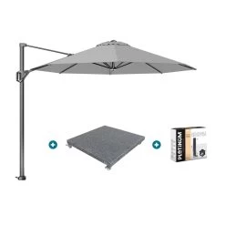 Platinum Voyager Ronde Zweefparasol T1 3 M. - Light Grey + Voet + Hoes