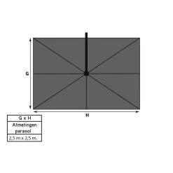 Platinum Voyager Vierkante Zweefparasol T1 2,5x2,5 M. - Taupe -Buitenparasol Winkel 1000073304 0103