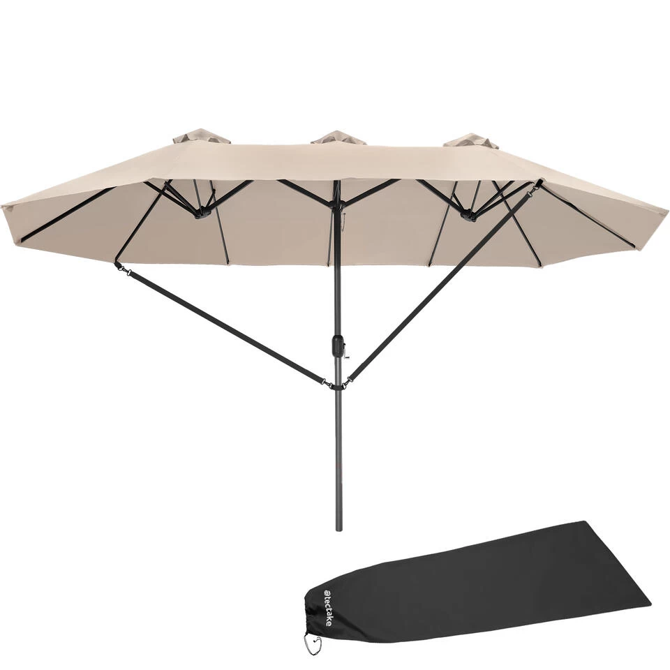 Tectake - Dubbele Parasol Silia - Terrasparasol - Beige 3 Tectake - Dubbele Parasol Silia - Terrasparasol - Beige