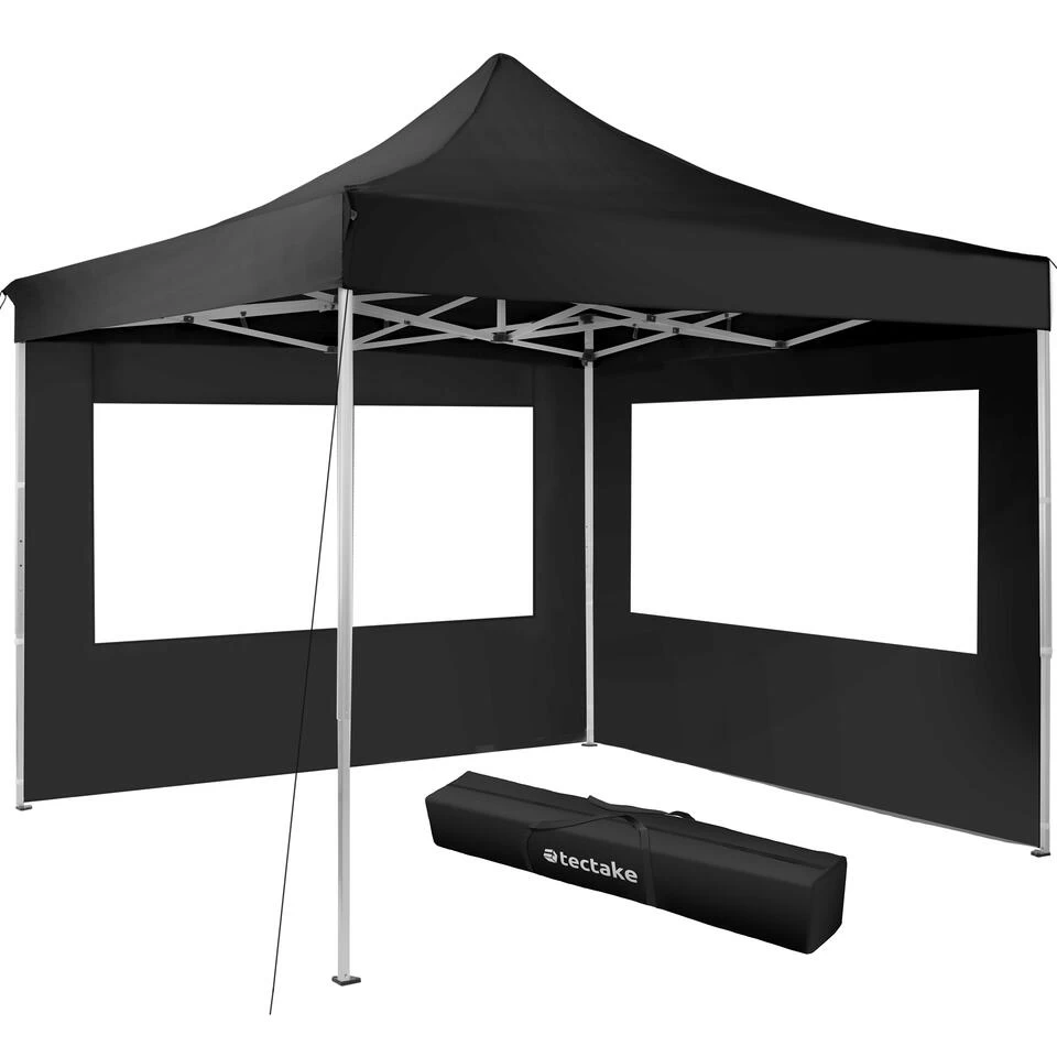 Tectake - Partytent 3x3 M. Opvouwbaar- 2 Wanden- Zwart 3 Tectake - Partytent 3x3 M. Opvouwbaar- 2 Wanden- Zwart