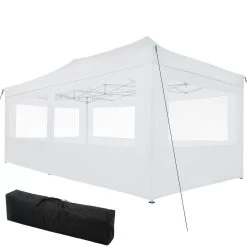 Buitenparasol Winkel 34 Tectake - Partytent 3x6 M. Opvouwbaar- 4 Wanden- Wit