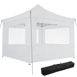 Tectake - Partytent 3x3 M. Opvouwbaar - 4 Wanden - Wit