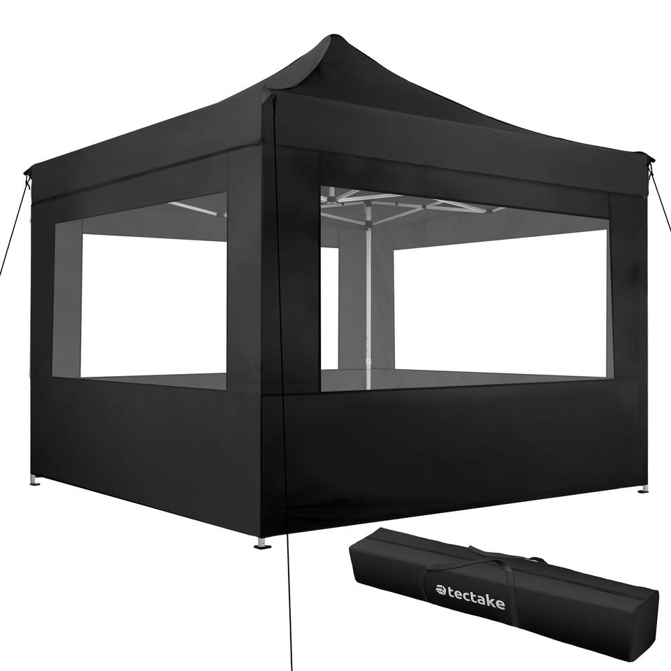 Tectake - Partytent 3x3 M. Opvouwbaar -4 Wanden -zwart 3 Tectake - Partytent 3x3 M. Opvouwbaar -4 Wanden -zwart