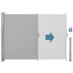 Tectake - Uittrekbaar Aluminium Windscherm Tuinscherm 160 X 300 Cm Grijs -Buitenparasol Winkel 1000082546 0102