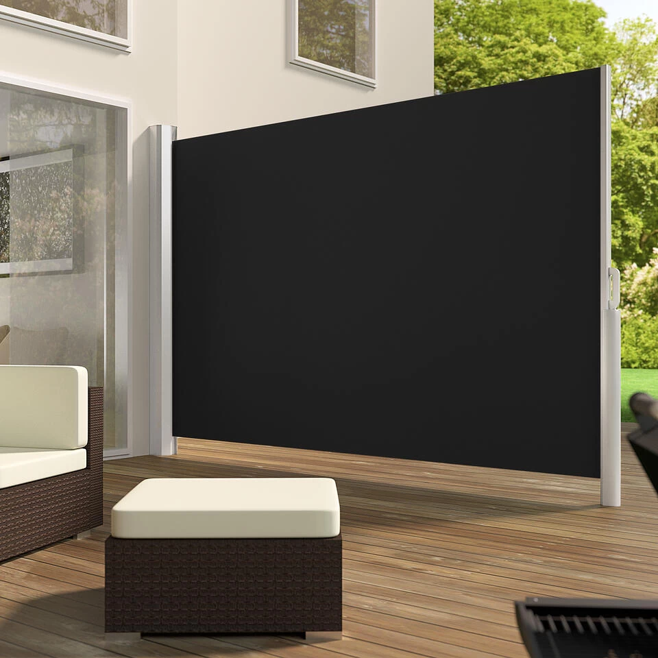 Tectake - Uittrekbaar Aluminium Windscherm Tuinscherm 200 X 300 Cm Zwart 3 Tectake - Uittrekbaar Aluminium Windscherm Tuinscherm 200 X 300 Cm Zwart - Afbeelding 2