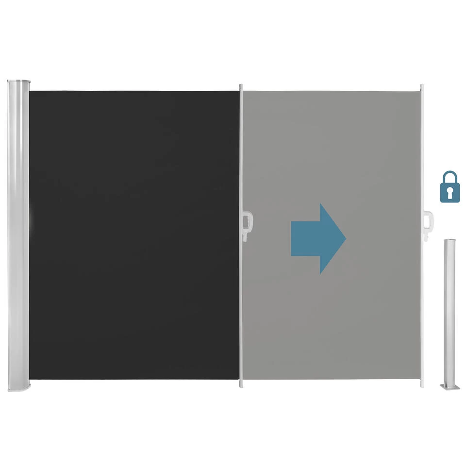 Tectake - Uittrekbaar Aluminium Windscherm Tuinscherm 200 X 300 Cm Zwart 4 Tectake - Uittrekbaar Aluminium Windscherm Tuinscherm 200 X 300 Cm Zwart - Afbeelding 3