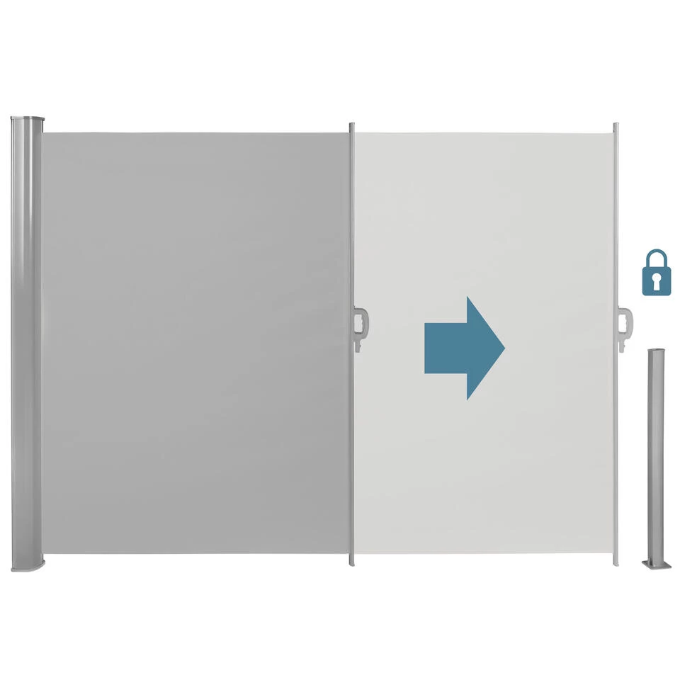 Tectake - Uittrekbaar Aluminium Windscherm Tuinscherm 200 X 300 Cm Grijs 5 Tectake - Uittrekbaar Aluminium Windscherm Tuinscherm 200 X 300 Cm Grijs - Afbeelding 3