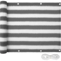 Tectake - Balkonscherm - Variant 2 - 75 Cm Wit/grijs