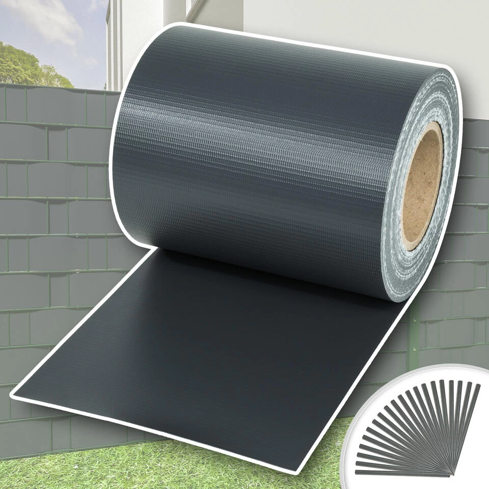 Tectake - Privacyfolie Voor Hek/tuinscherm - 35 Meter - 19 Cm Hoog - Antraciet 4 Tectake - Privacyfolie Voor Hek/tuinscherm - 35 Meter - 19 Cm Hoog - Antraciet - Afbeelding 2