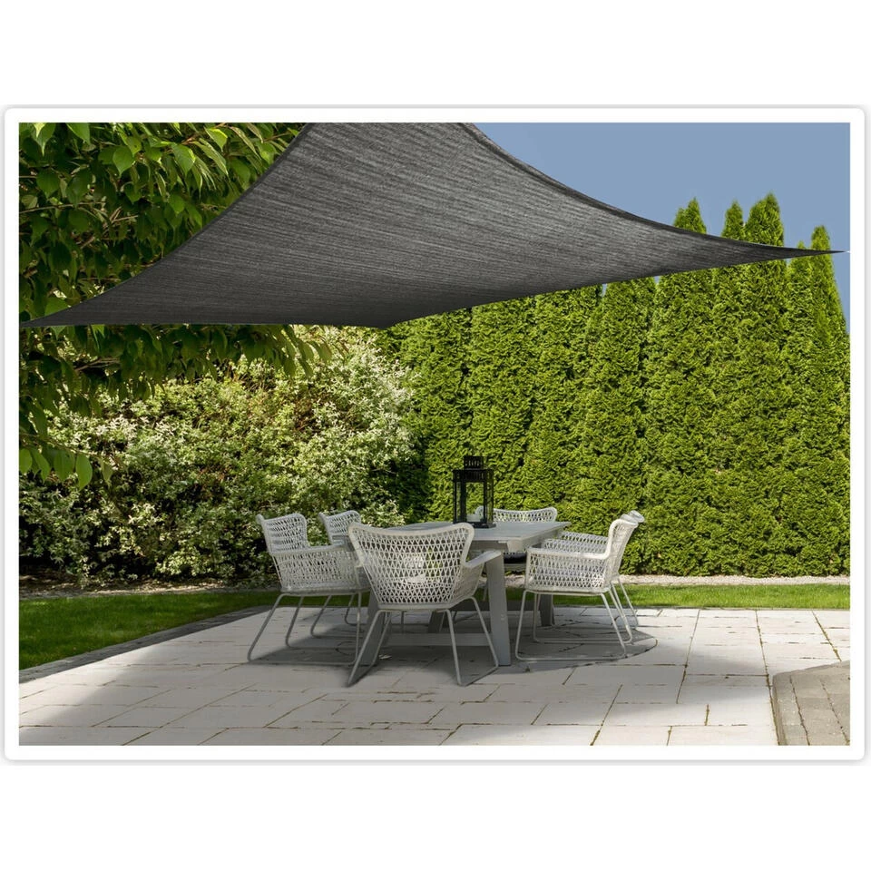 Merkloos Schaduwdoek - Vierkant - 300 X 300 Cm - Grijs 4 Merkloos Schaduwdoek - Vierkant - 300 X 300 Cm - Grijs - Afbeelding 2