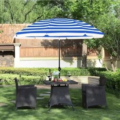 ACAZA Stok Parasol - 160 Cm Diameter - Met Draagtas - Blauw Gestreept 8 ACAZA Stok Parasol - 160 Cm Diameter - Met Draagtas - Blauw Gestreept -Buitenparasol Winkel 1000095606 0102