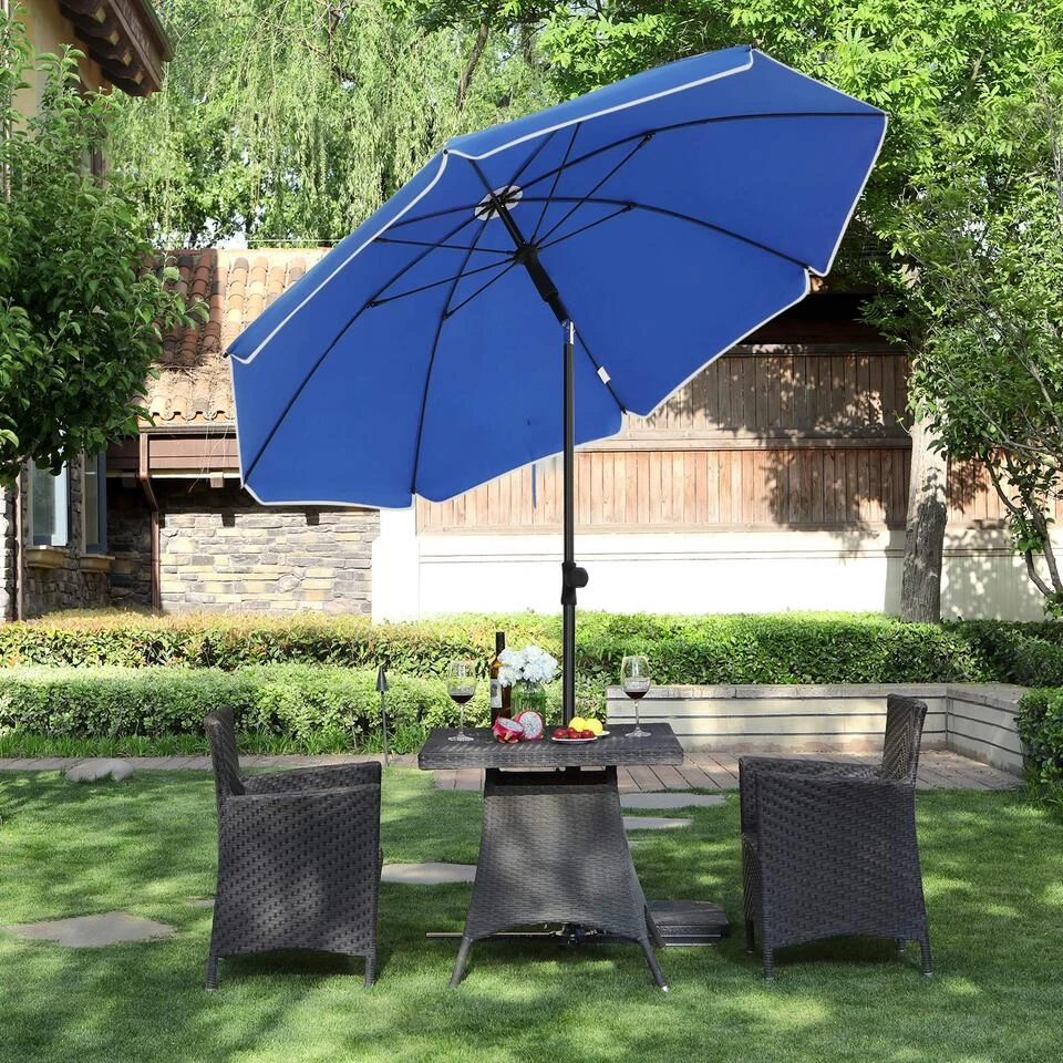 ACAZA Stokparasol - Ø 160 Cm - Achthoekig - Kantelbaar - Met Draagtas - Blauw 4 ACAZA Stokparasol - Ø 160 Cm - Achthoekig - Kantelbaar - Met Draagtas - Blauw - Afbeelding 2
