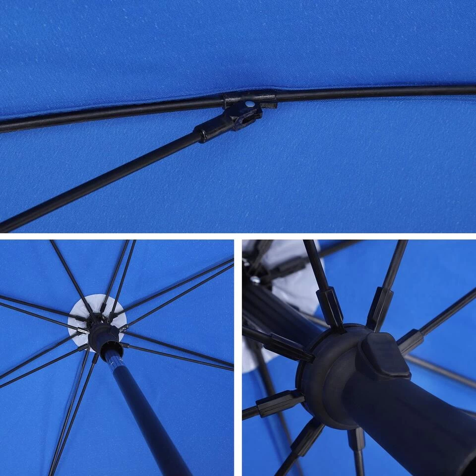 ACAZA Stokparasol - Ø 160 Cm - Achthoekig - Kantelbaar - Met Draagtas - Blauw 6 ACAZA Stokparasol - Ø 160 Cm - Achthoekig - Kantelbaar - Met Draagtas - Blauw - Afbeelding 4