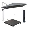 Garden Impressions Zweefparasol 3x3 M D. Grijs Met Voet En Hoes -Buitenparasol Winkel 1408385058
