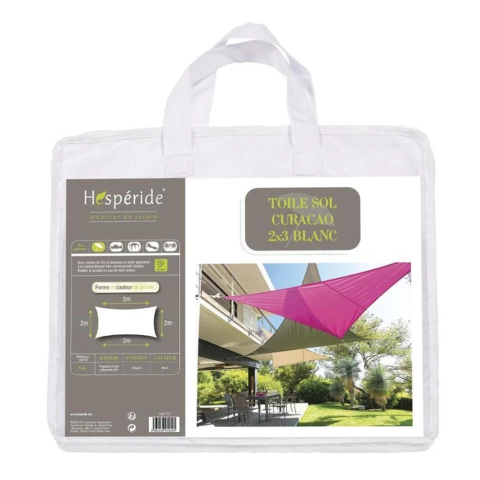 Hesperide Schaduwdoek Curacao - Rechthoekig - Wit - 2 X 3 M 4 Hesperide Schaduwdoek Curacao - Rechthoekig - Wit - 2 X 3 M - Afbeelding 2