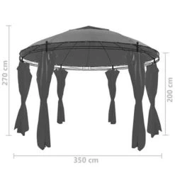VidaXL Prieel Met Gordijnen Rond 3,5x2,7 M Antracietkleurig -Buitenparasol Winkel 227ad5c1298f4bddab03978106f7161e