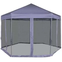 VidaXL Partytent Met Zijwanden Pop-up Zeshoekig 3,6x3,1 M Donkerblauw -Buitenparasol Winkel 239e42c39c21435e8b8aa2fb5eadca6b