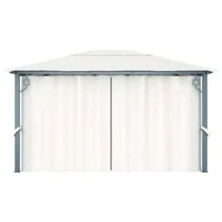 VidaXL Prieel Met Gordijn 400x300 Cm Aluminium Crème -Buitenparasol Winkel 2dfb26a998e049e8a0a6b139abc42c27