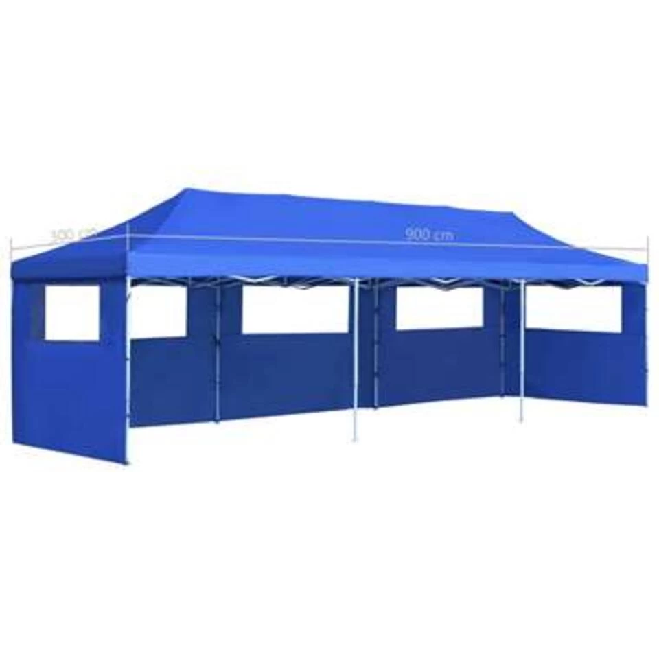 VidaXL Vouwtent Pop-up Met 5 Zijwanden 3x9 M Blauw 4 VidaXL Vouwtent Pop-up Met 5 Zijwanden 3x9 M Blauw - Afbeelding 2