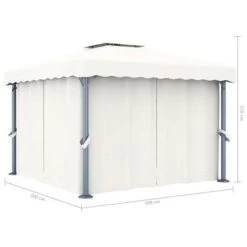 VidaXL Prieel Met Gordijn 3x3 M Aluminium Crèmewit -Buitenparasol Winkel 6adb0f3522254770b112f4787f96e994