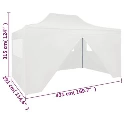 VidaXL Partytent Met 4 Zijwanden Inklapbaar 3x4,5 M Wit -Buitenparasol Winkel 71ae2804aef54d3a9bf3949d0313c515