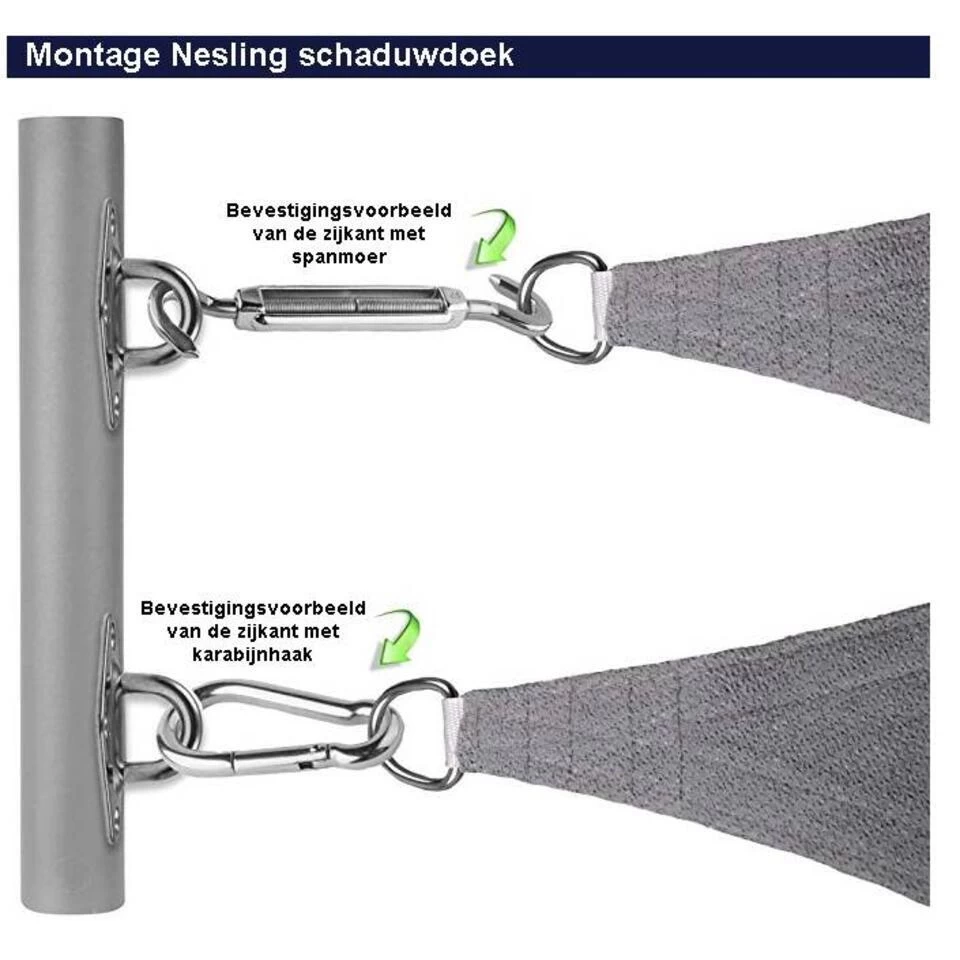 Nesling Coolfit Schaduwdoek 5x5x5 Meter - Zand 6 Nesling Coolfit Schaduwdoek 5x5x5 Meter - Zand - Afbeelding 4
