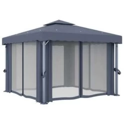 VidaXL Prieel Met Gordijn 3x3 M Aluminium Antraciet 9 VidaXL Prieel Met Gordijn 3x3 M Aluminium Antraciet -Buitenparasol Winkel a54567d2802341bfb61235152a79c6f2