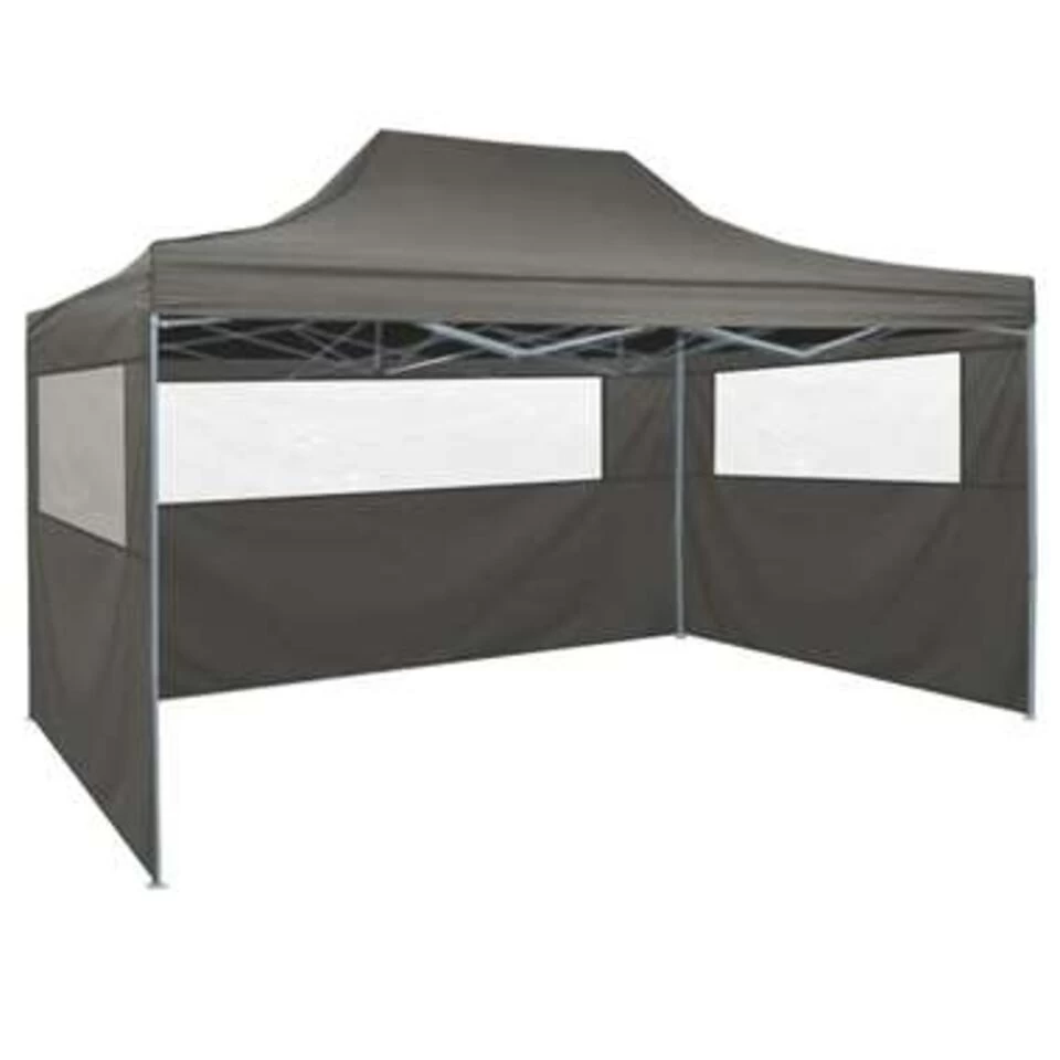 VidaXL Vouwtent Pop-up Met 4 Zijwanden 3x4,5 M Antraciet 4 VidaXL Vouwtent Pop-up Met 4 Zijwanden 3x4,5 M Antraciet - Afbeelding 2