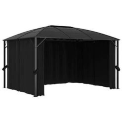 VidaXL Prieel Met Gordijnen 400x300x265 Cm Antraciet -Buitenparasol Winkel bdaee54fc7784e26a28d511e6a0f0457