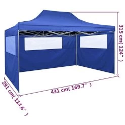 VidaXL Vouwtent Met 3 Wanden 3x4,5 M Blauw -Buitenparasol Winkel d7435843edc643ce9c620fe782a4ff23
