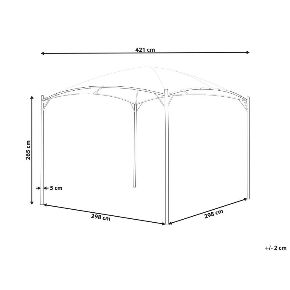 Beliani Tuinpaviljoen VOMERO - Grijs Polyester, Staal 5 Beliani Tuinpaviljoen VOMERO - Grijs Polyester, Staal - Afbeelding 3