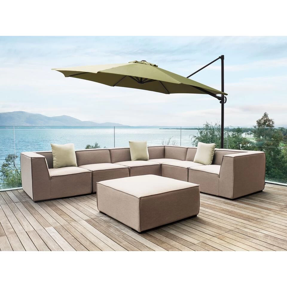 Beliani Cantilever Parasol SAVONA II - Groen Polyester 4 Beliani Cantilever Parasol SAVONA II - Groen Polyester - Afbeelding 2
