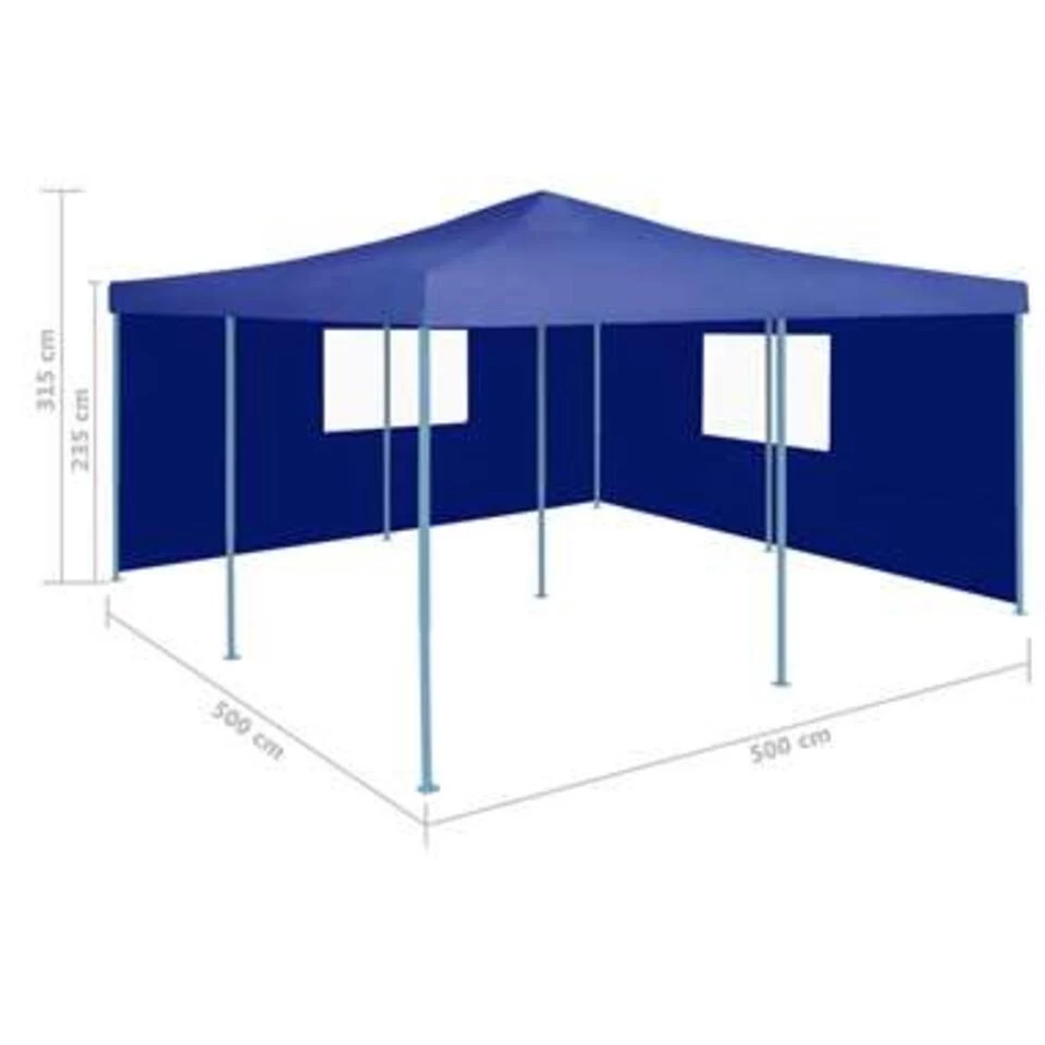 VidaXL Prieel Inklapbaar Met 2 Zijwanden 5x5 M Blauw 5 VidaXL Prieel Inklapbaar Met 2 Zijwanden 5x5 M Blauw - Afbeelding 3
